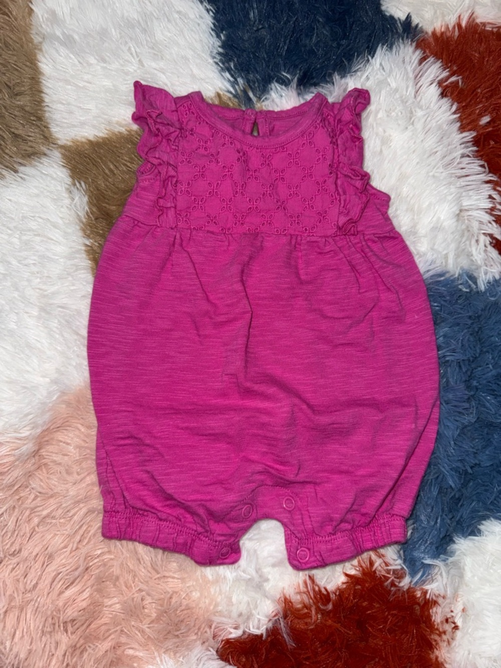 Baby girl Carter's Fuchsia Eyelet Ruffle Romper